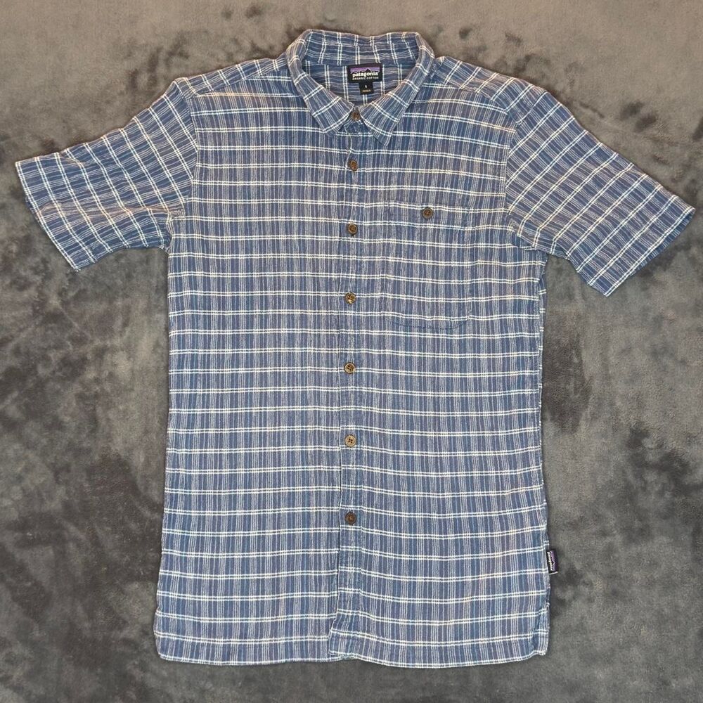 Patagonia Organic Cotton Plaid Shirt S Blue Short Sleeve